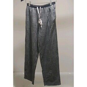 DKNY Men’s Plaid Fleece Pajama Pants Black/White S Drawstring Elastic Logo